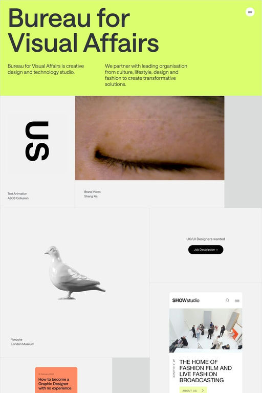 Bureau for Visual Affairs website screenshot