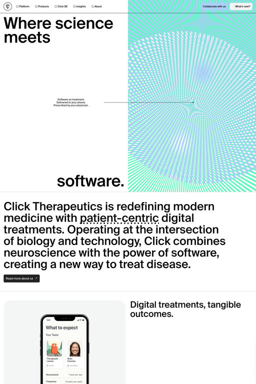 Click Therapeutics website screenshot