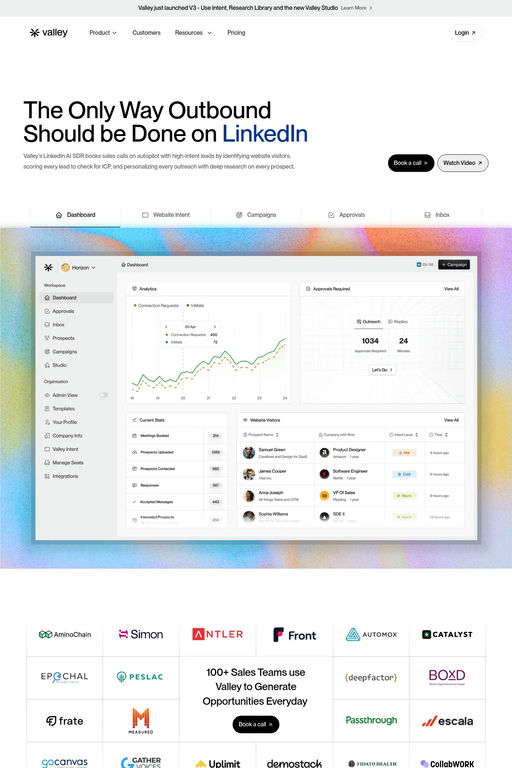 Valley website screenshot