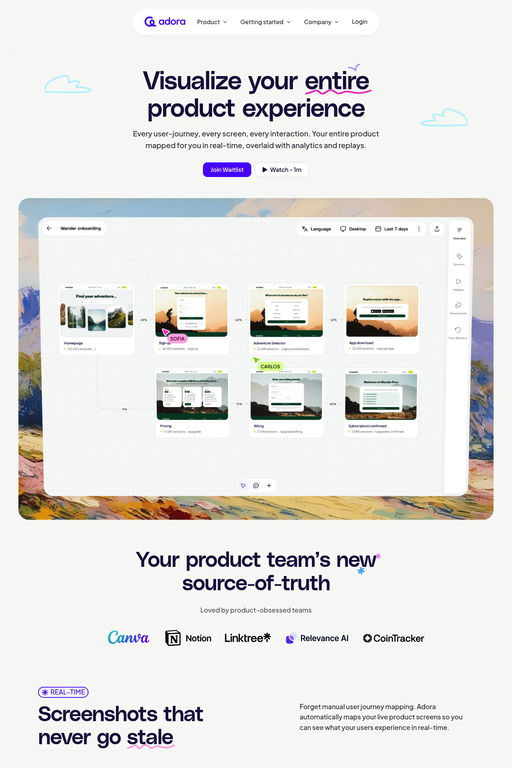 Adora website screenshot