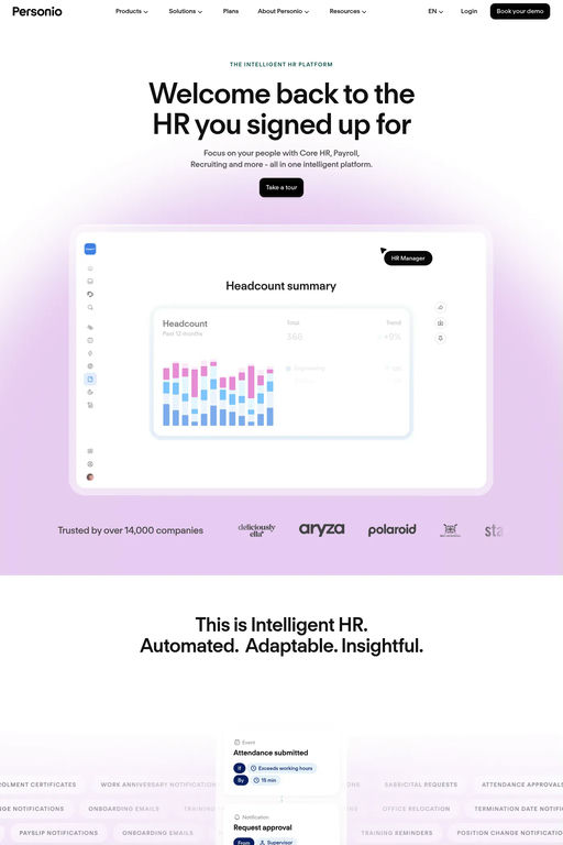 Personio website screenshot