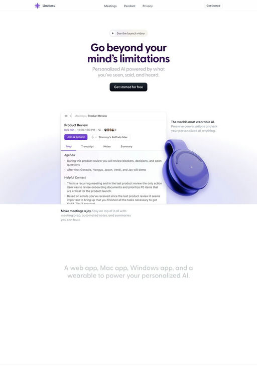 Limitless website screenshot