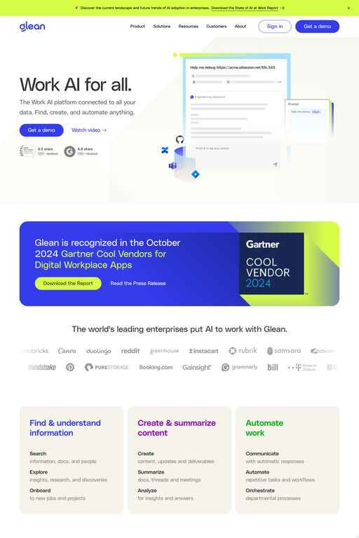 Glean website screenshot