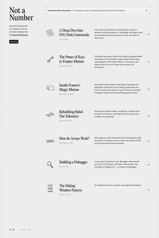 Not a Number website screenshot