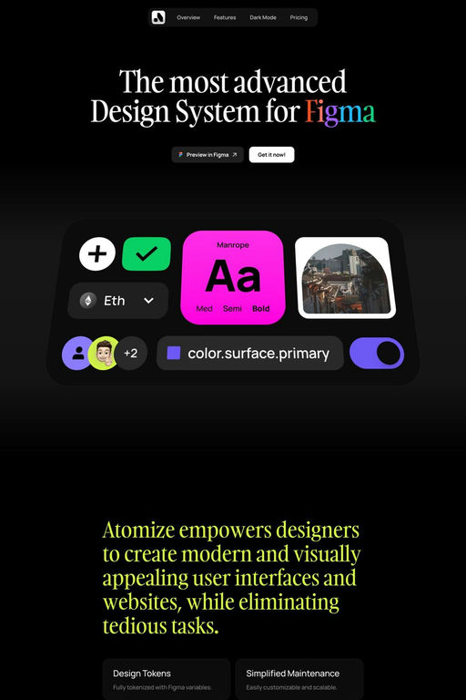 Atomize website screenshot