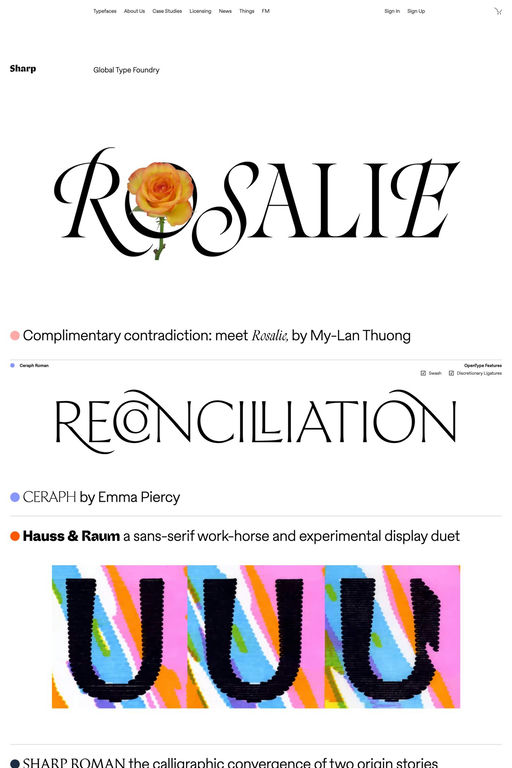 Sharp Type  website screenshot