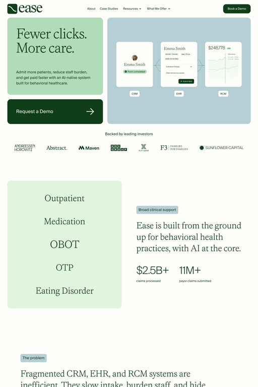 Ease Health website screenshot