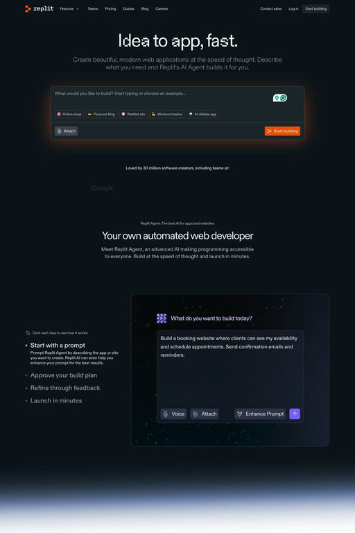 Replit website screenshot