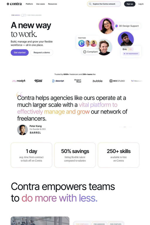 Contra website screenshot