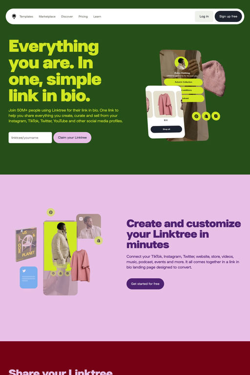 Linktree website screenshot