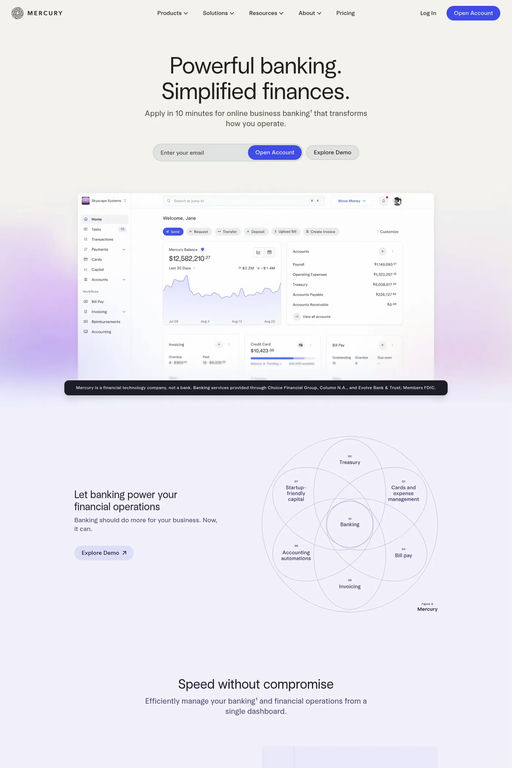 Mercury  website screenshot