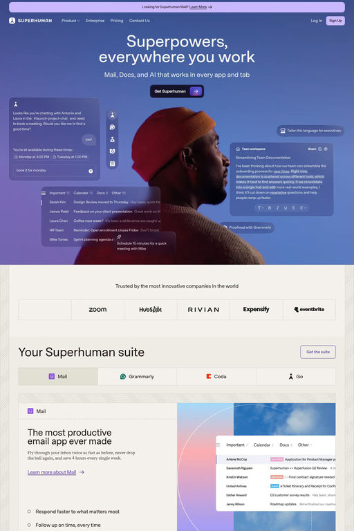Superhuman website screenshot