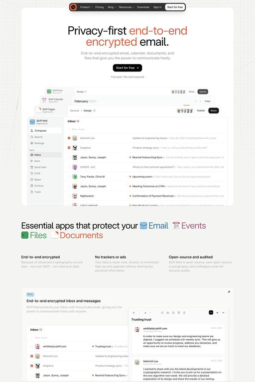 Skiff website screenshot