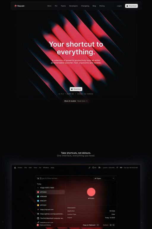 Raycast website screenshot