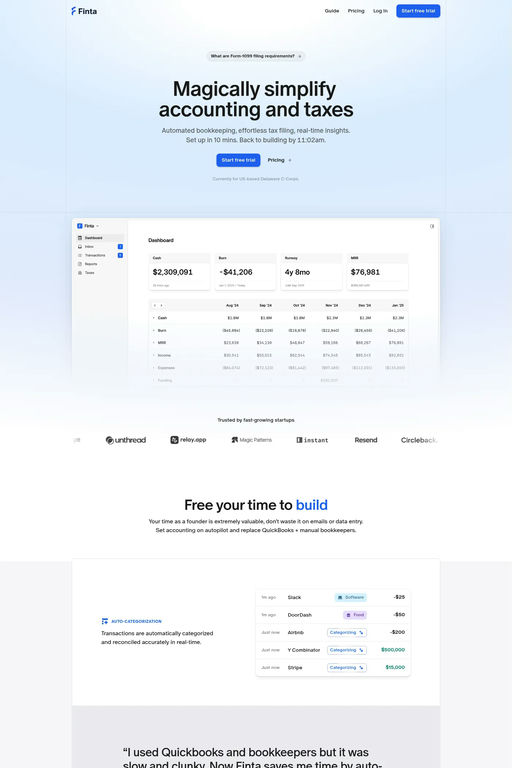 Finta website screenshot
