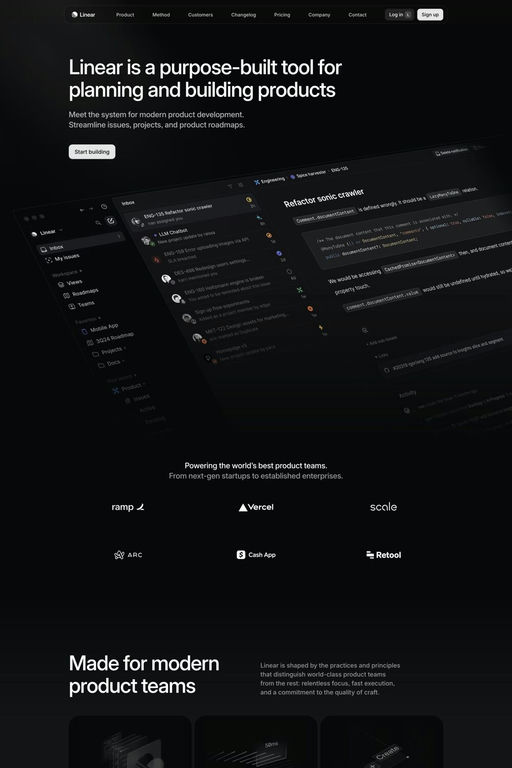 Linear website screenshot