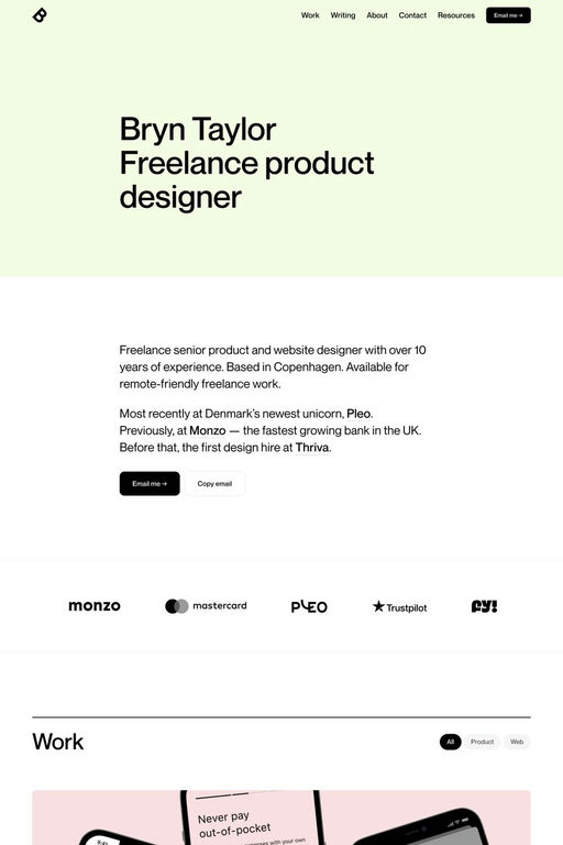 Bryn Taylor website screenshot