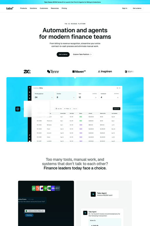 Tabs website screenshot
