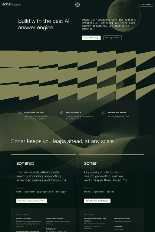 Sonar by Perplexity website screenshot