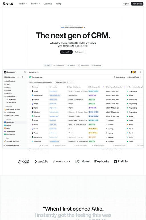 Attio website screenshot