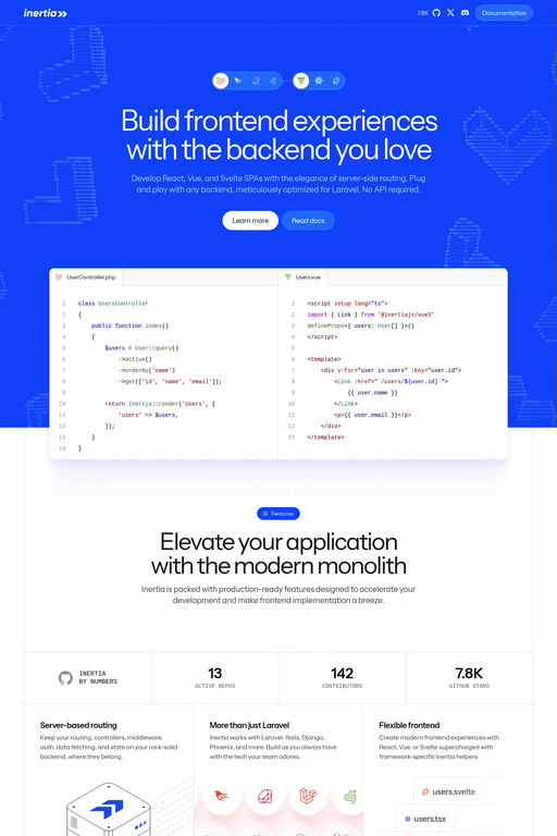 Inertia.js website screenshot