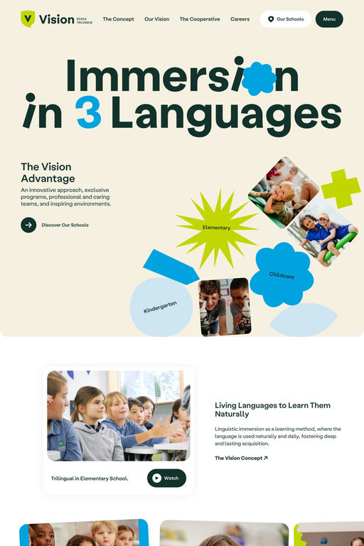 Vision Trilingual School website screenshot