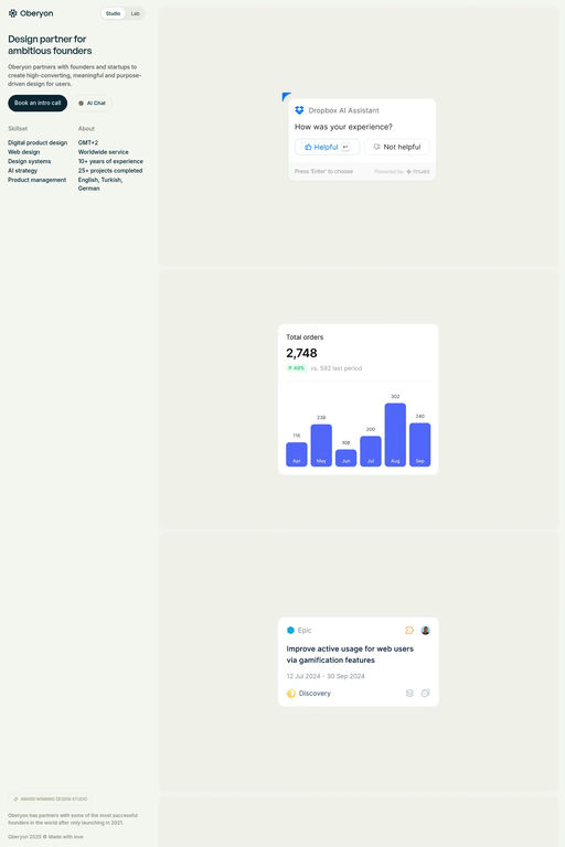 Oberyon website screenshot