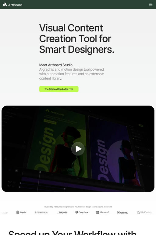 Artboard website screenshot