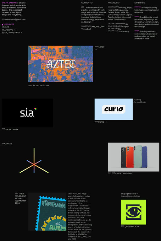 Sneha Sankar website screenshot