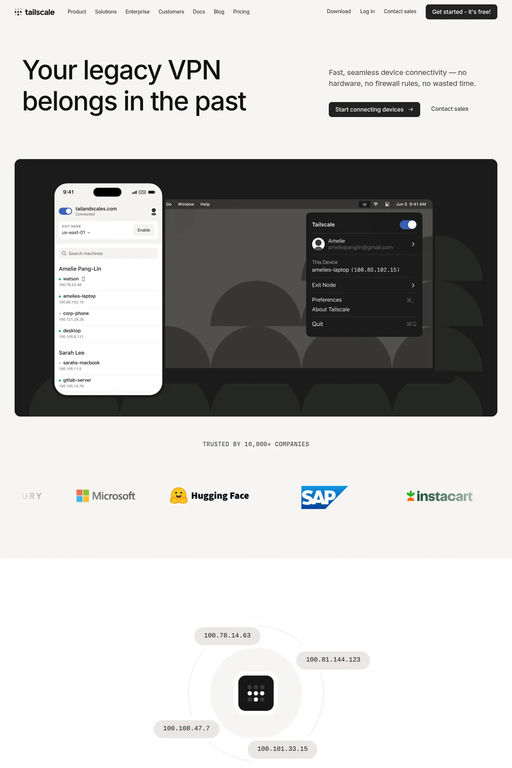Tailscale website screenshot