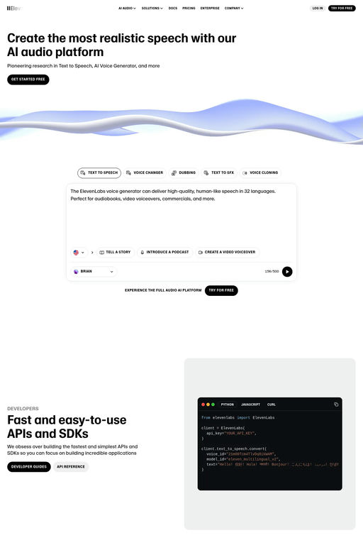 ElevenLabs website screenshot