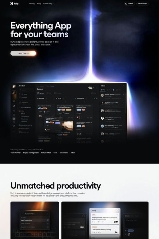 Huly website screenshot