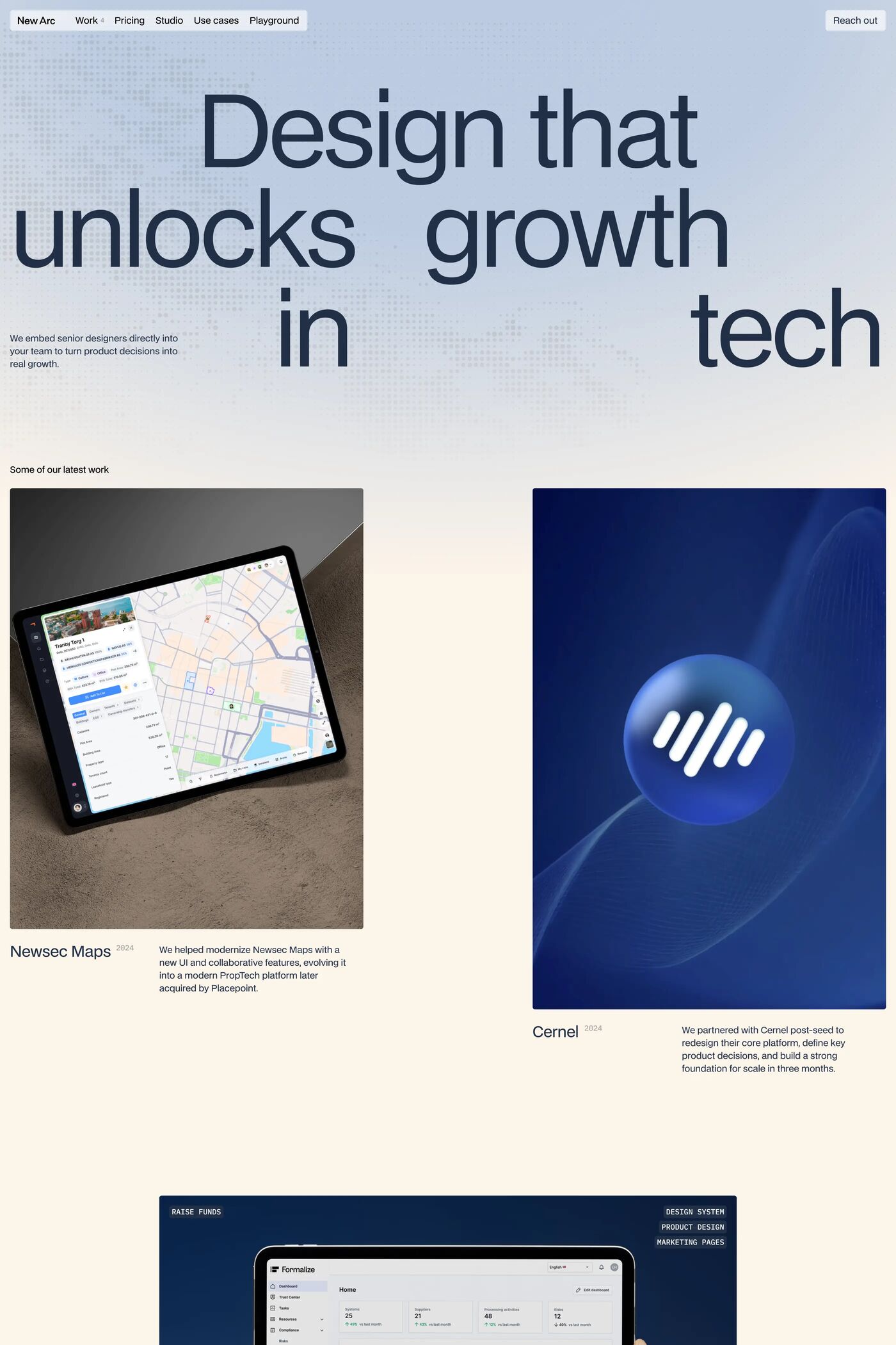 New Arc website screenshot