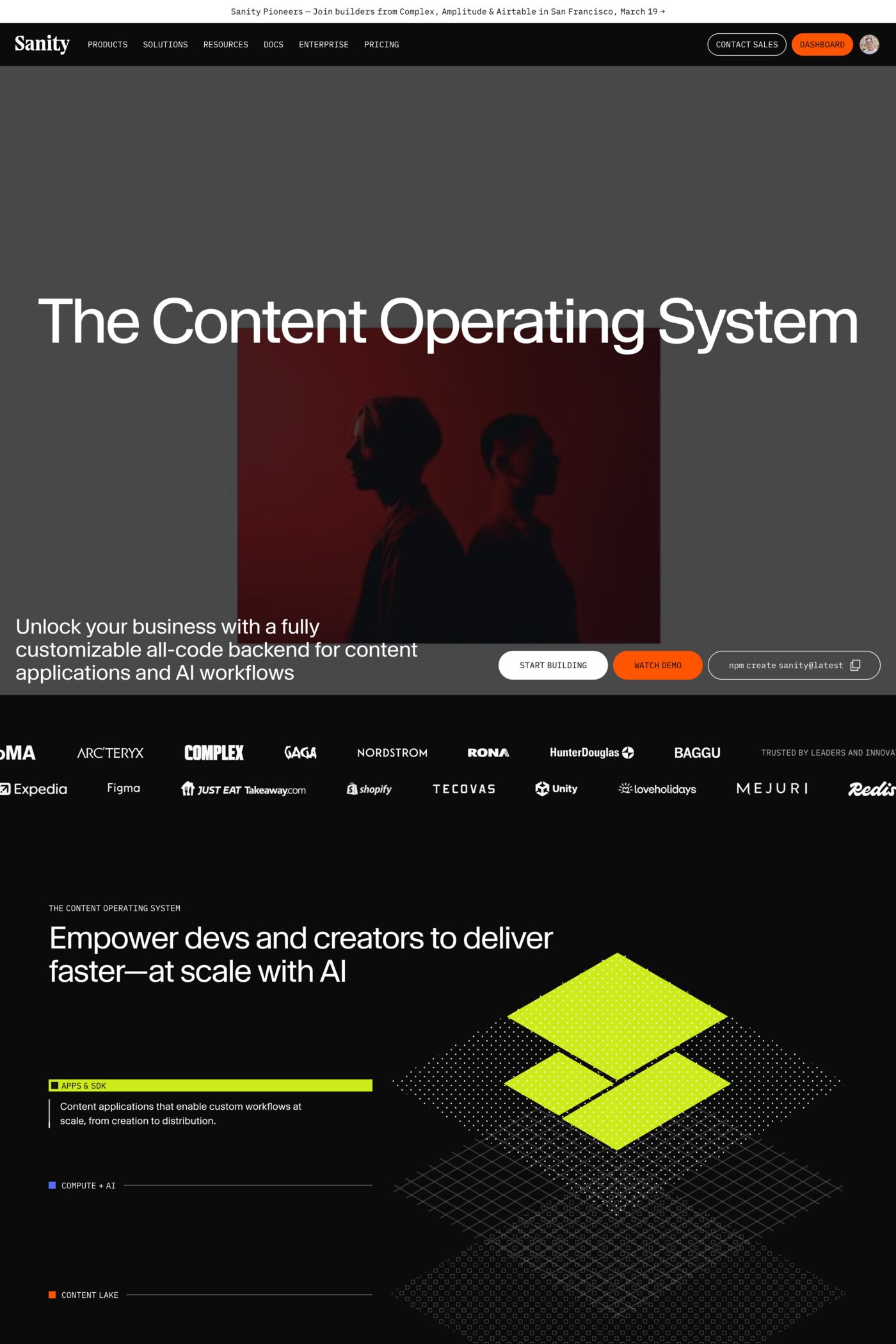 Sanity website screenshot