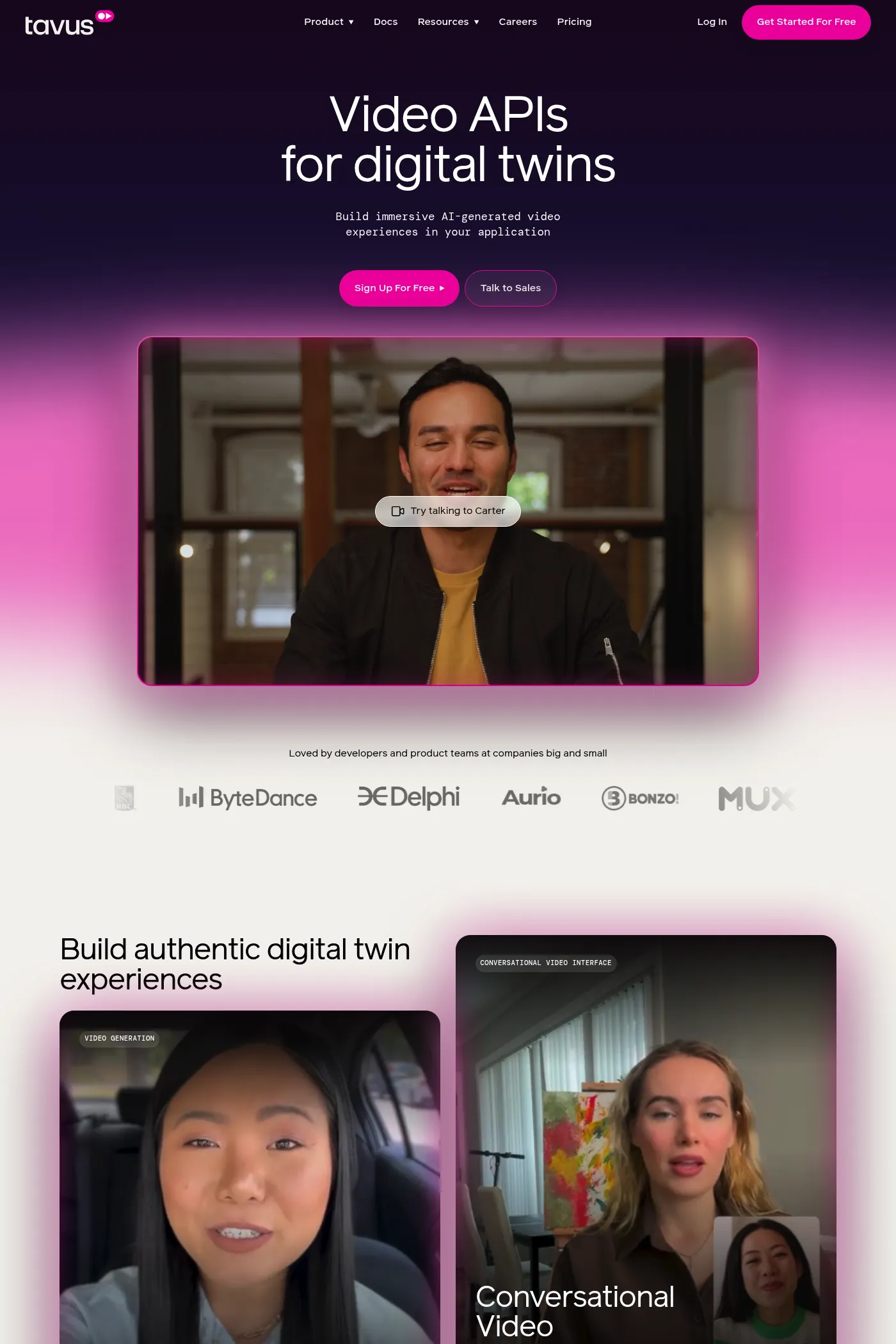 Tavus website screenshot