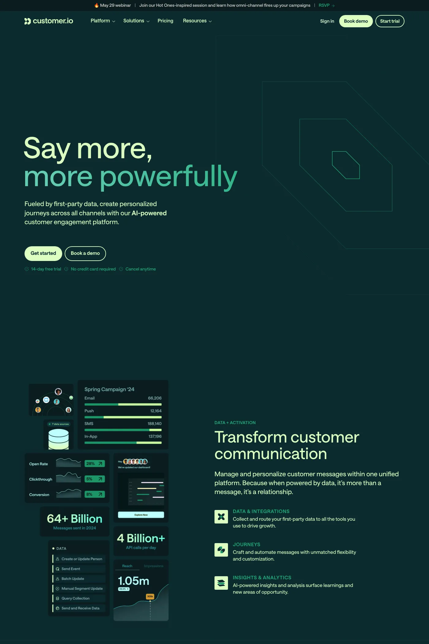 Customer.io website screenshot