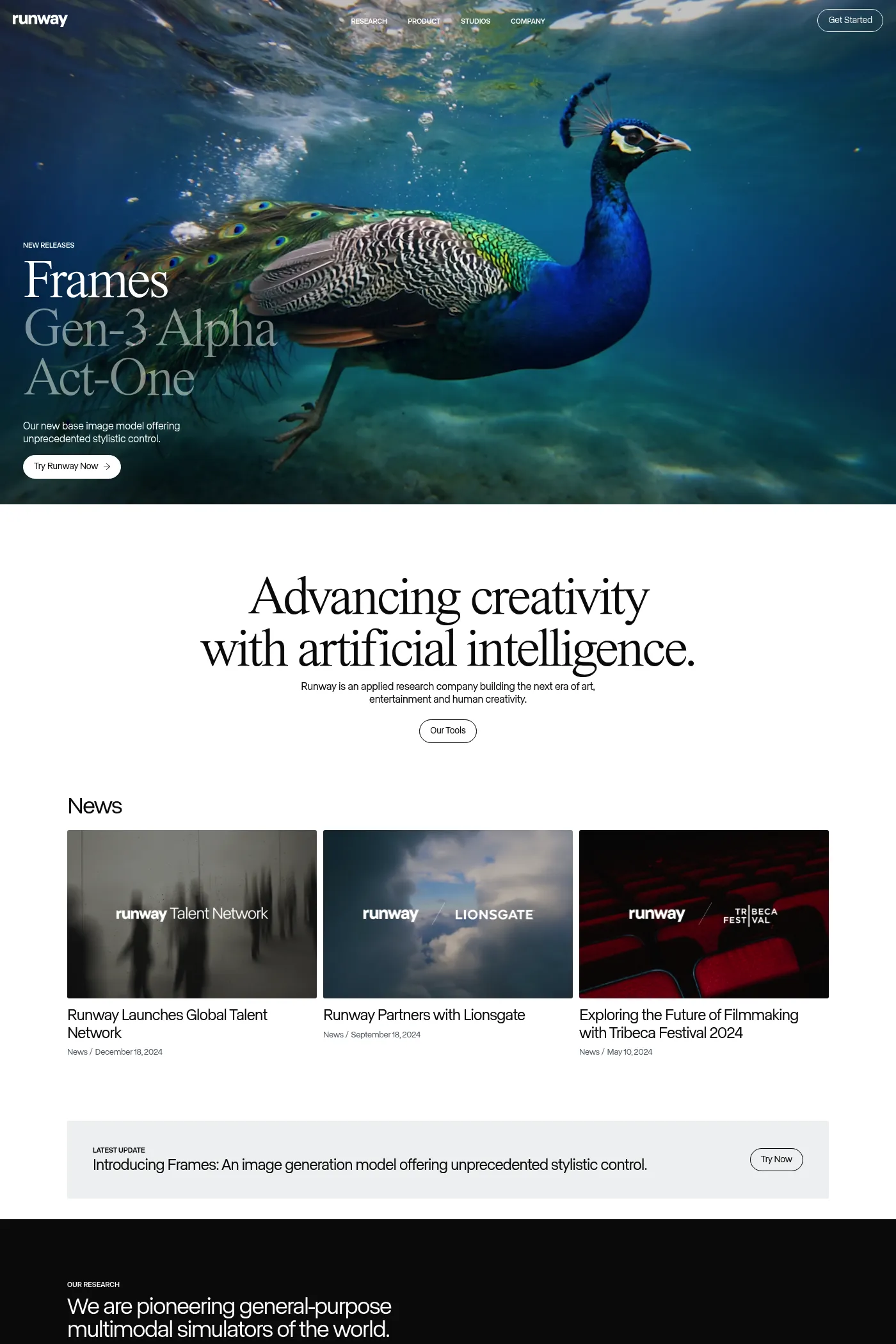 Runway website screenshot