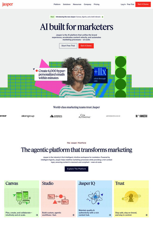 Jasper website screenshot