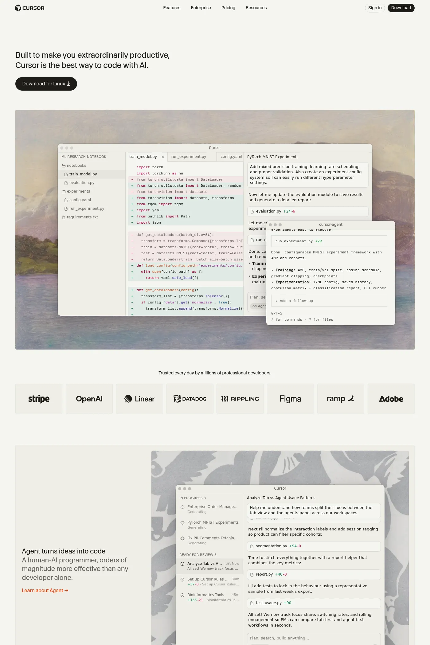 Cursor website screenshot