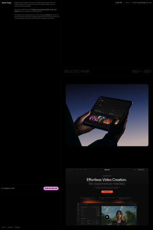 Akash Tyagi website screenshot