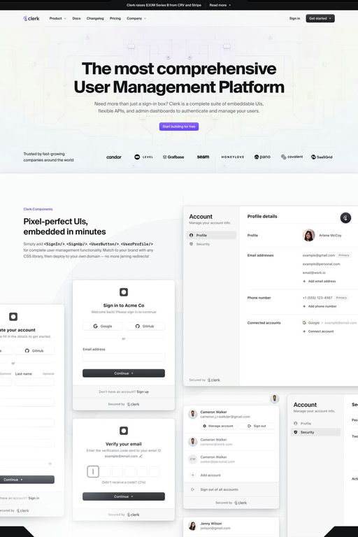 Clerk website screenshot