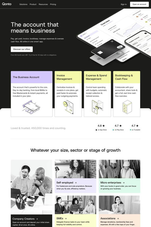 Qonto website screenshot