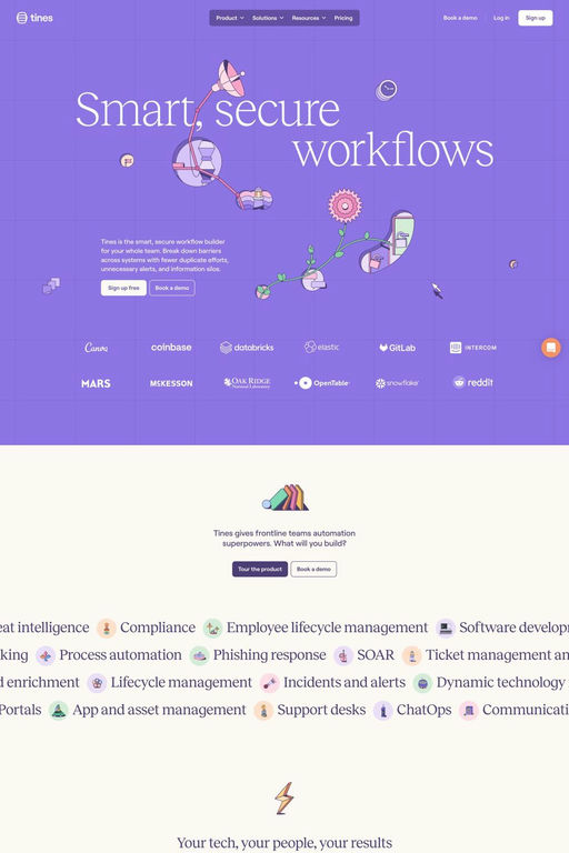 Tines website screenshot