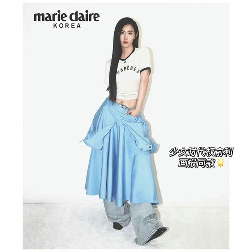 【半价拿下】【权俞利同款】Courrèges新款皮扣刺绣T恤