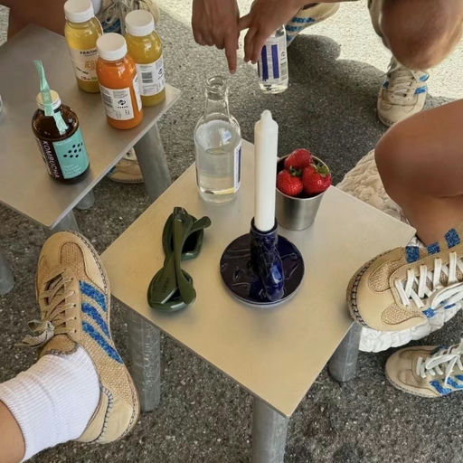 【马上断码】陈冠希联名Clot✖adidas gazelle薄底鞋 亚麻卡其色配浅蓝点缀