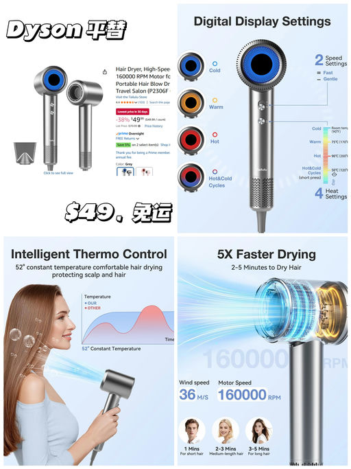 【Dyson 平替】【3分钟速干】