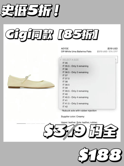 【史低5折】Aeyde 玛丽珍，黄金码最后一双！