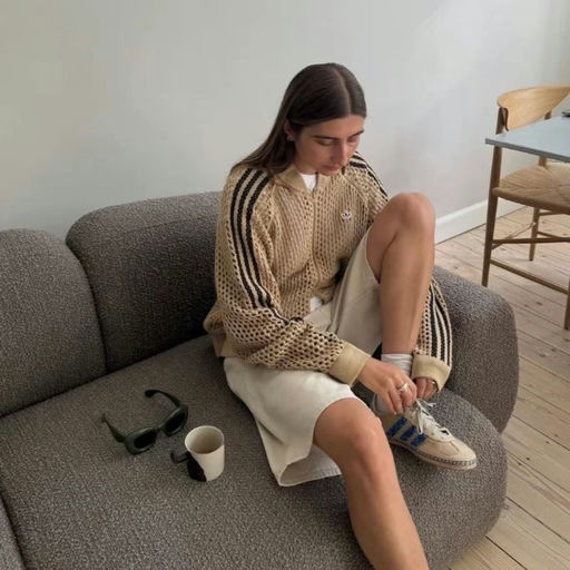 【马上断码】陈冠希联名Clot✖adidas gazelle薄底鞋 亚麻卡其色配浅蓝点缀