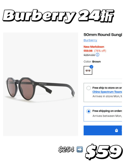 【$59 买Burberry】【夏日刚需墨镜】
