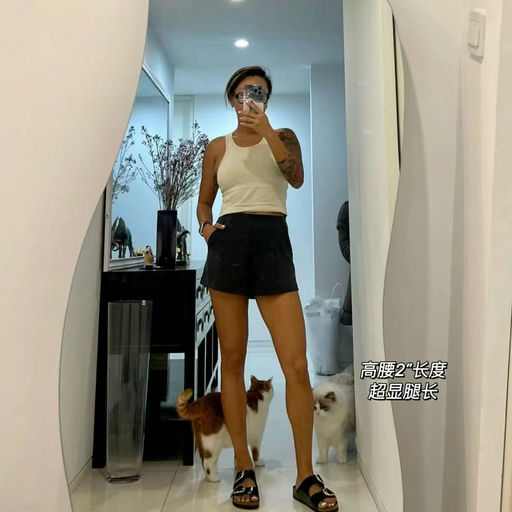 【新晋神裤】Lulu softstreme螺纹短裤 2‘’，黑色/蜜桃比妮下折